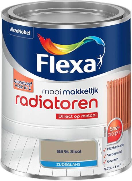 Flexa Mooi Makkelijk Radiatoren Zijdeglans Muurverf 85% Sisal Meng 750 Ml