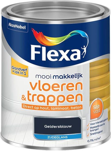 Flexa Mooi Makkelijk Vloeren & Trappen Zijdeglans Muurverf Geldersblauw 750 Ml