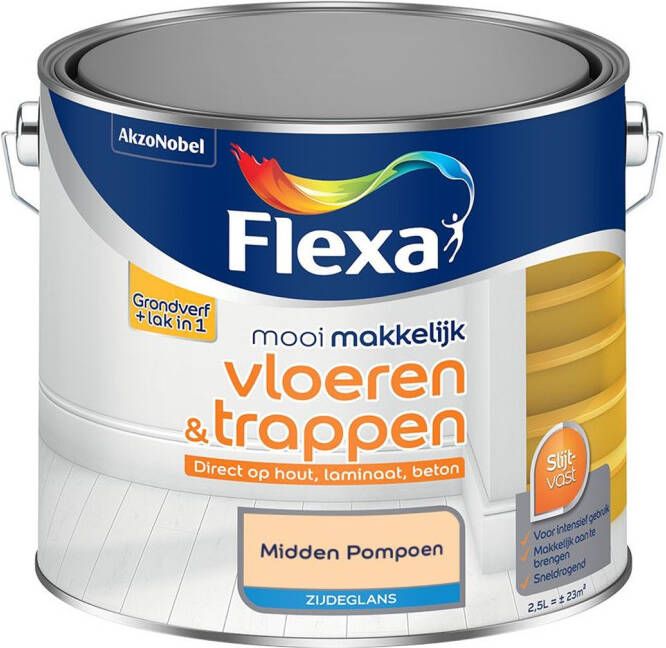 Flexa Mooi Makkelijk Vloeren & Trappen Zijdeglans Midden Pompoen Meng 2 5 L