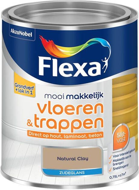 Flexa Mooi Makkelijk Vloeren & Trappen Zijdeglans Natural Clay Kleur van het Jaar 2025 0 75L