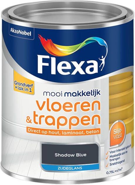 Flexa Mooi Makkelijk Vloeren & Trappen Zijdeglans Shadow Blue Kleur van het Jaar 2025 0 75L