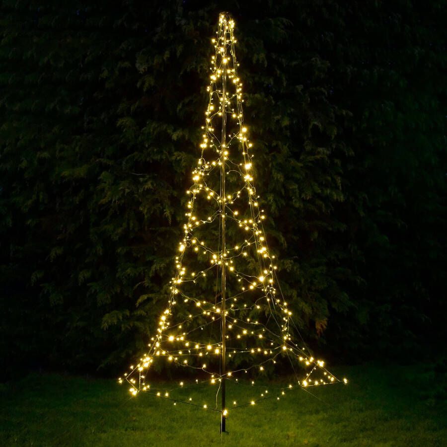 FlinQ Vlaggenmast Kerstboom 3m Warmwit Licht Kerstboom 480LEDS Kerstboom Verlichting Kerstverlichting Buiten