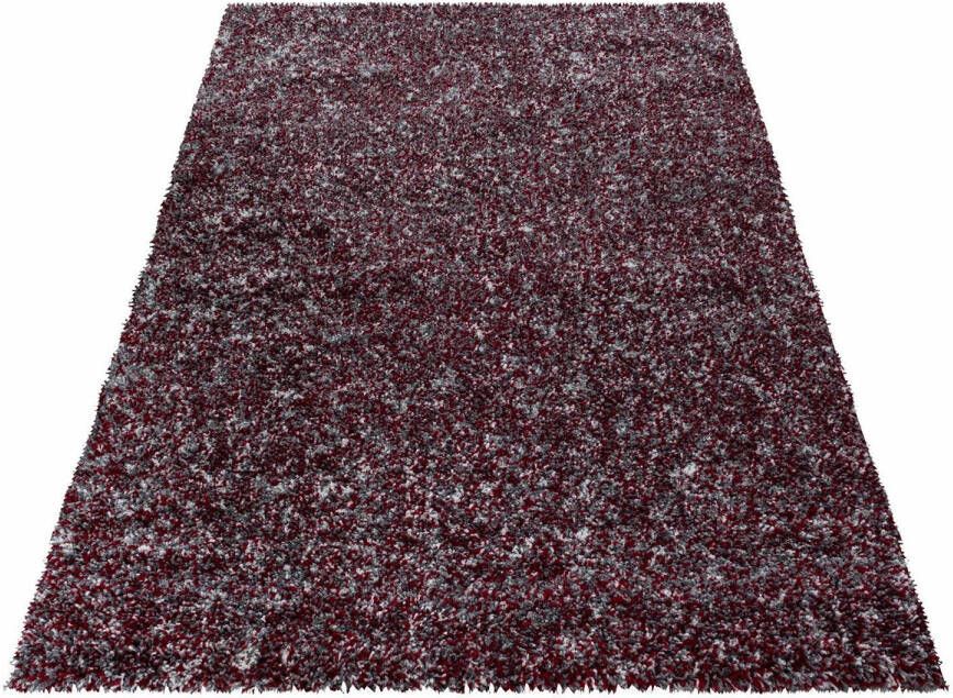 Flycarpets Hoogpolig Vloerkleed Lorium Gemeleerd Rood grijs wit 120 X 170 Cm