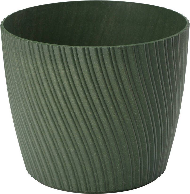 Form Plastic Plantenpot bloempot Waves kunststof donkergroen D19 x H16 cm rond