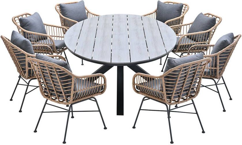 Garden Impressions Tuinset Lucas Tulli Bruin Grey Teak Look 9-delig