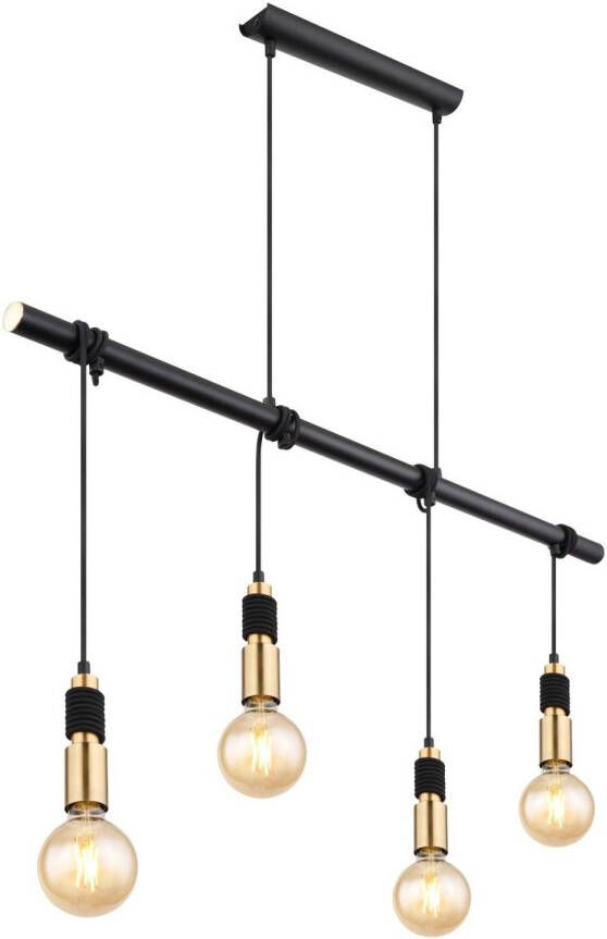 Globo Hanglamp Alexius Metaal Zwart 4x E27