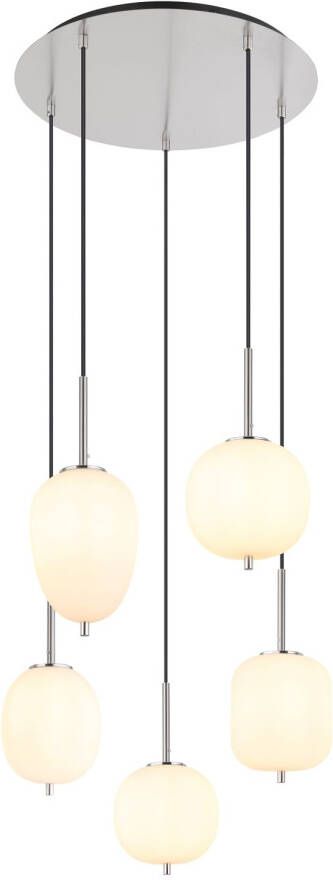 Globo Hanglamp Blacky I Metaal Nikkel 5x E14