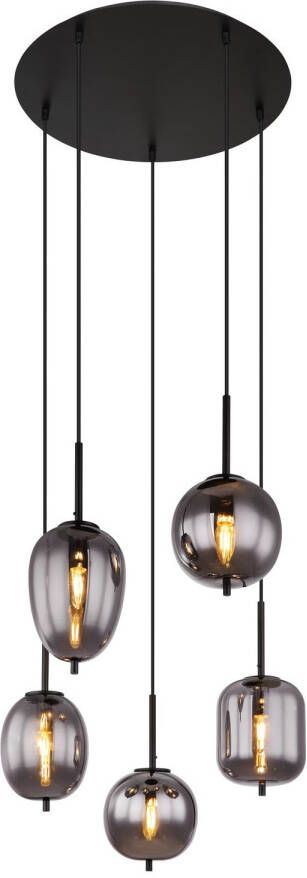 Globo Hanglamp Blacky Metaal Zwart 5x E14