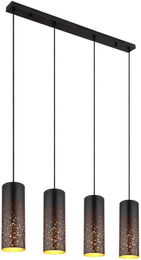 Globo Hanglamp Crocky Metaal Zwart 4x E27