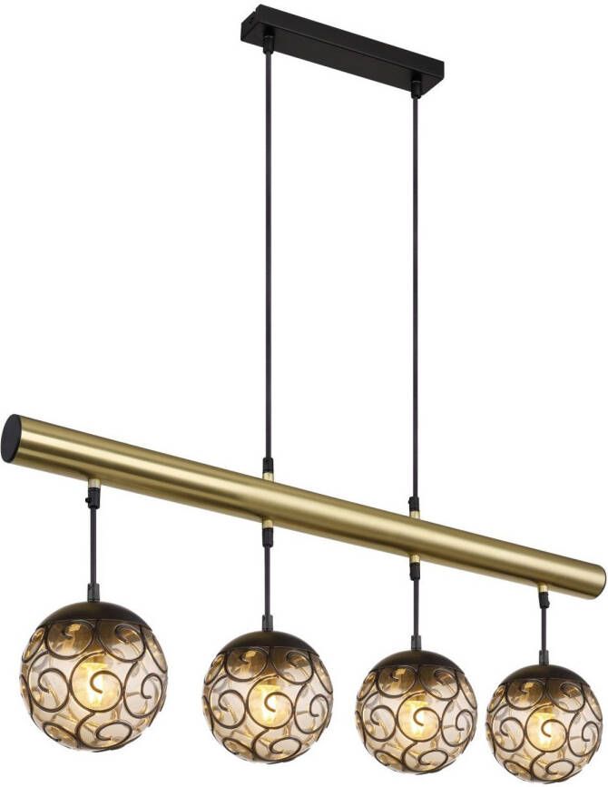 Globo Hanglamp Fitz Metaal Zwart 4x E27 Led