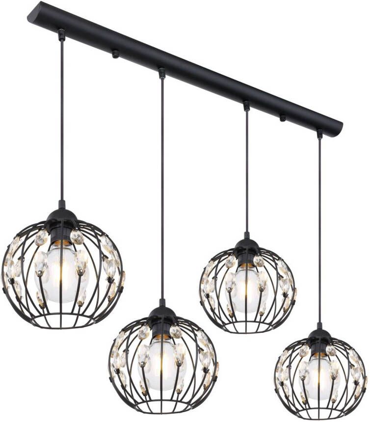 Globo Hanglamp Hanako Metaal Zwart 4x E27