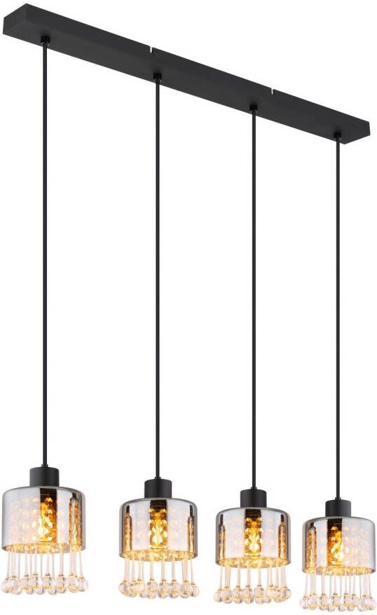 Globo Hanglamp Hendry Metaal Zwart 4x E27