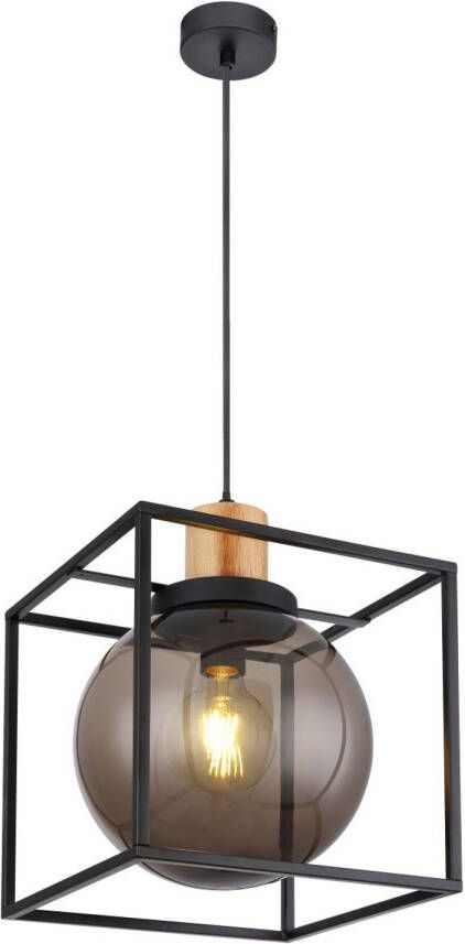 Globo Hanglamp Hilko Metaal Zwart 1x E27 Led