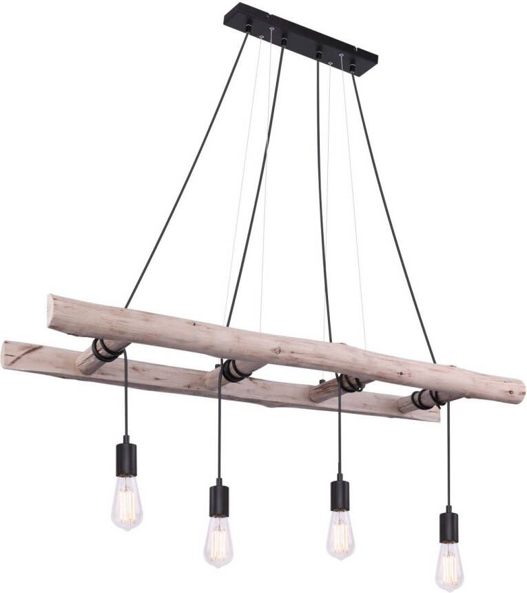 Globo Hanglamp Irmgard Hout Natuurlijk 4x E27