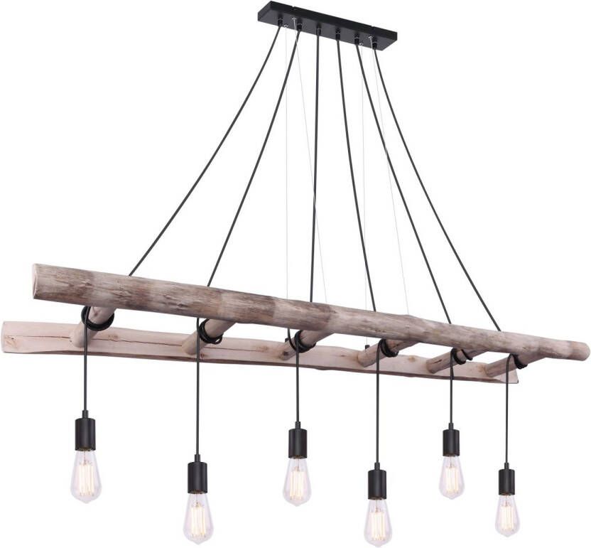 Globo Hanglamp Irmgard Hout Natuurlijk 6x E27