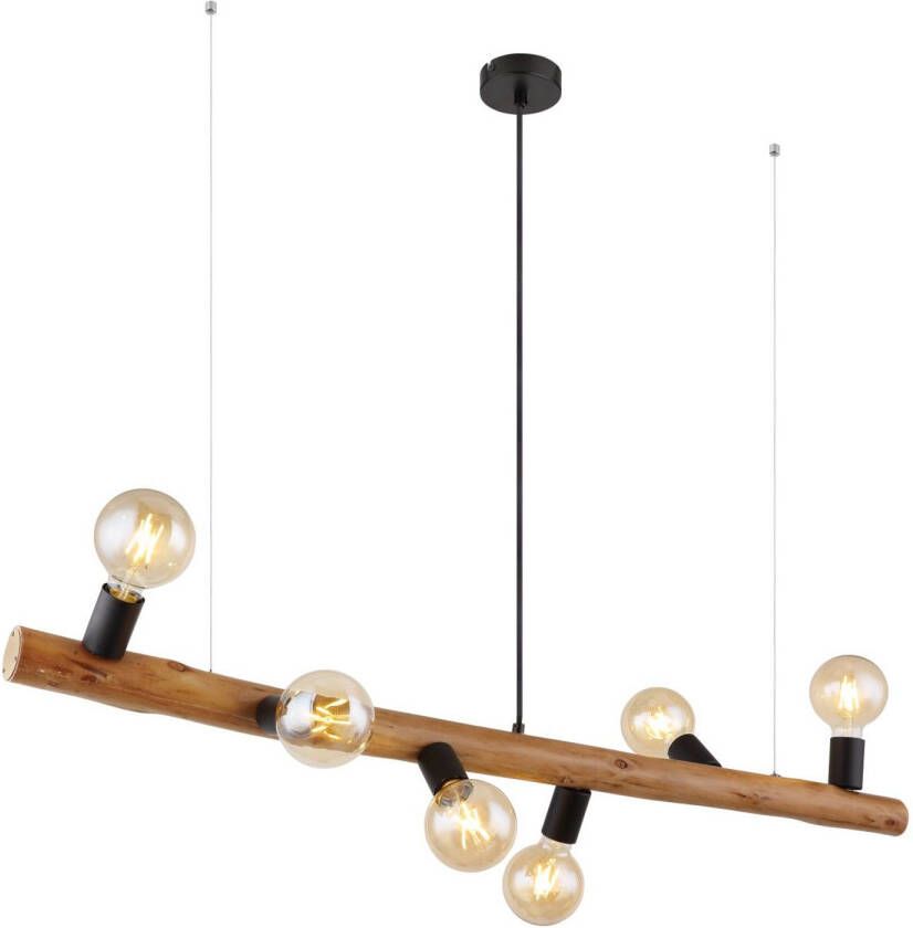 Globo Hanglamp Kira Hout Donkerbruin 6x E27