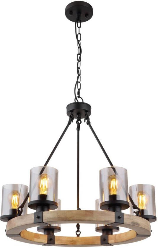 Globo Hanglamp Lila Metaal Zwart 6x E27