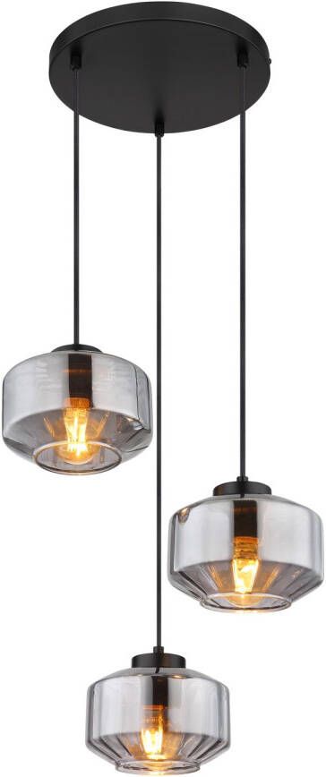 Globo Hanglamp Metaal Zwart 3x E27