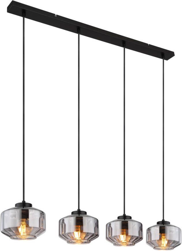 Globo Hanglamp Metaal Zwart 4x E27