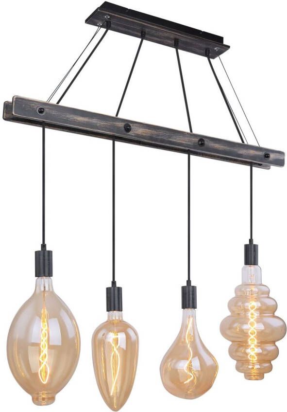 Globo Hanglamp Visso Metaal Zwart 4x E27