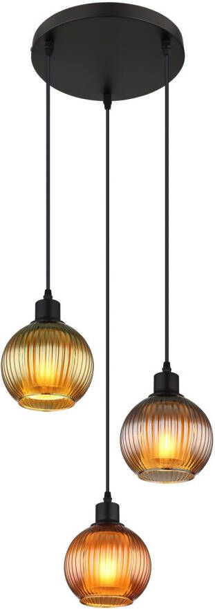 Globo Hanglamp Zumba Metaal Zwart 3x E27