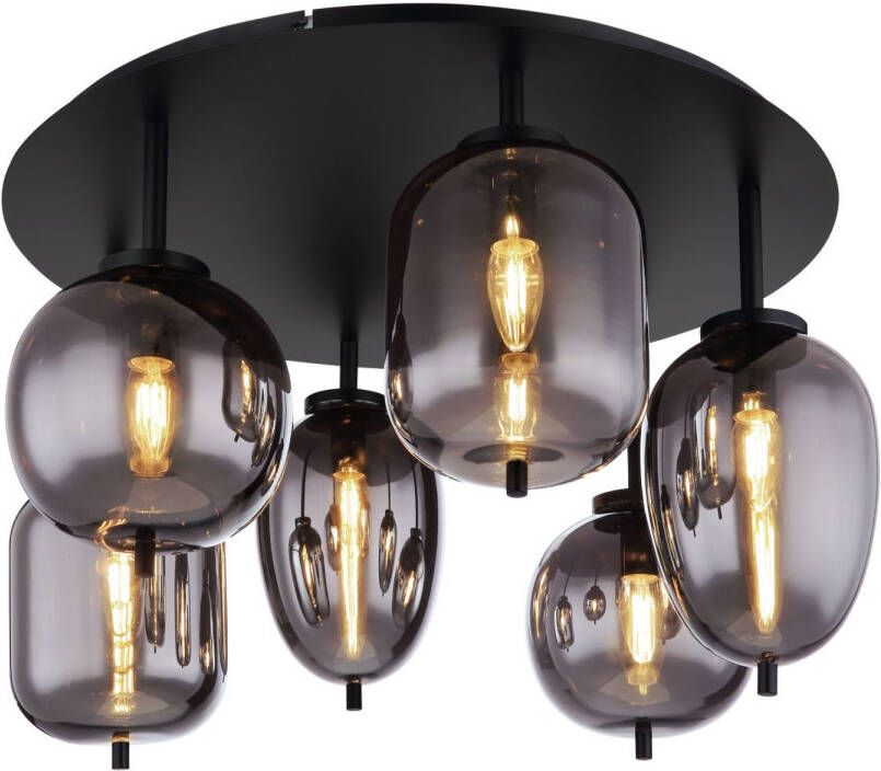 Globo Plafondlamp Blacky Metaal Zwart 6x E14