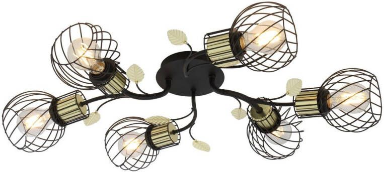 Globo Plafondlamp Lally Metaal Zwart 6x E27