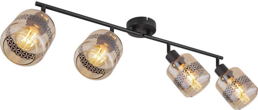 Globo Plafondspot Lazarus Metaal Zwart 4x E27 Led