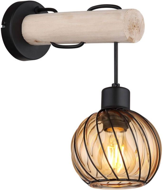 Globo Wandlamp Paulo Metaal Zwart 1x E27