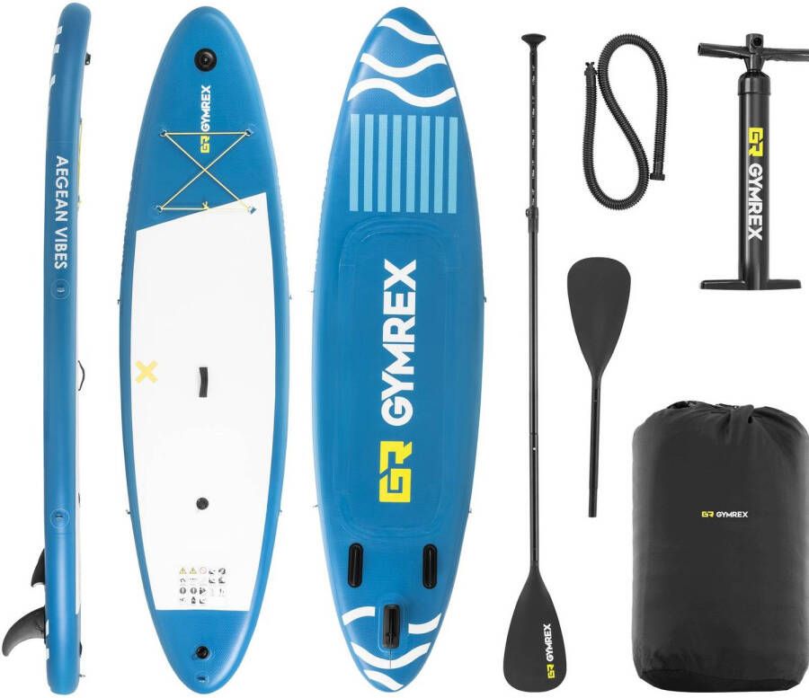 Gymrex Stand-up Paddleboard Opblaasbaar 125 Kg Blauw Dubbele Kamer 333 X 82 X 12 Cm