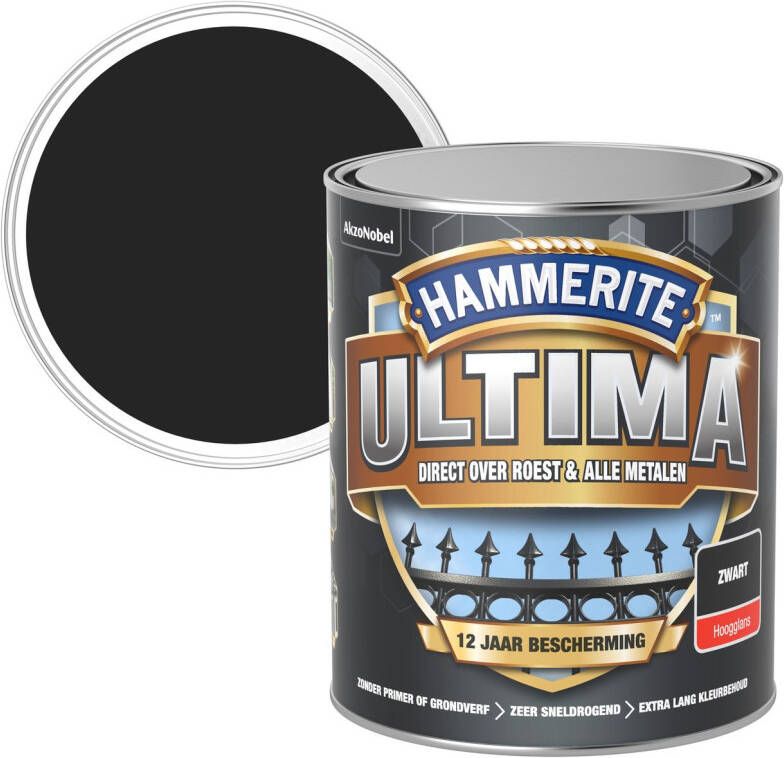 Hammerite Metaallak Ultima Hoogglans Zwart 750ml