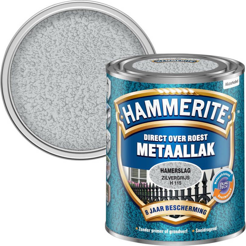 Hammerite Metaallak Zilvergrijs Hamerslag 750ml