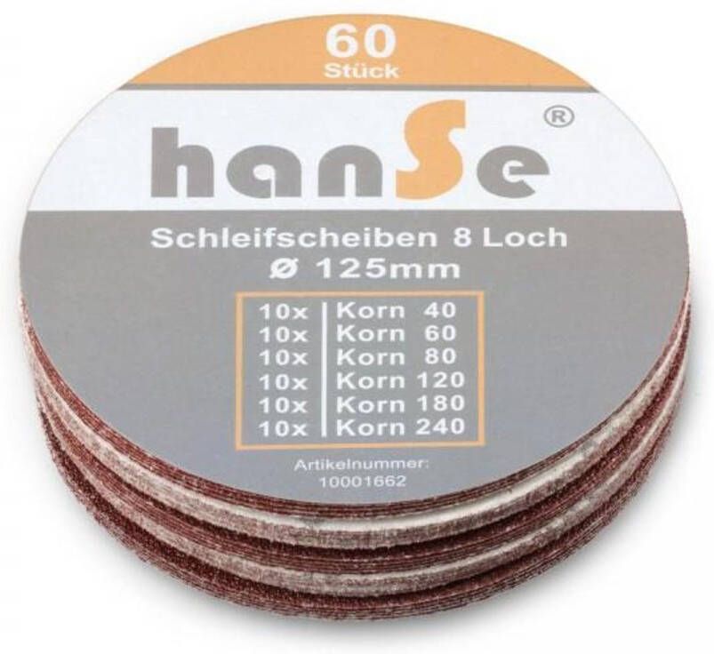 Hanse Werkzeuge Voordeelpak 60x Schuurpapier Ø125 Mm – Korrel 40-240