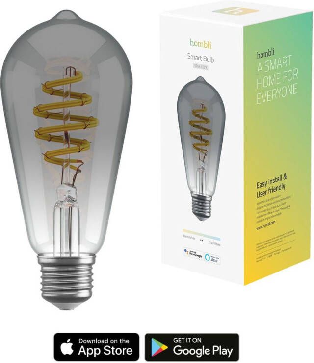 Hombli Smart Filament Bulb Cct E27 St64-smokey Led Lamp