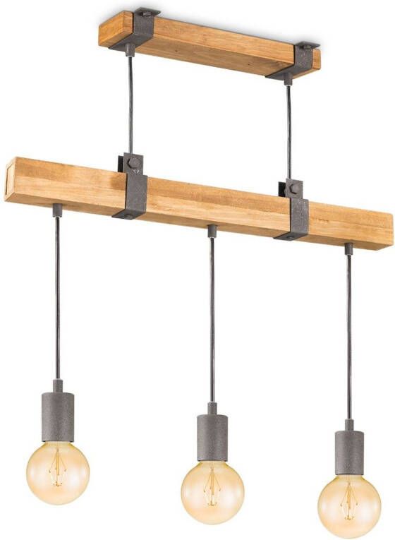 Home Sweet Home hanglamp Denton 3L Brons hout burned metal