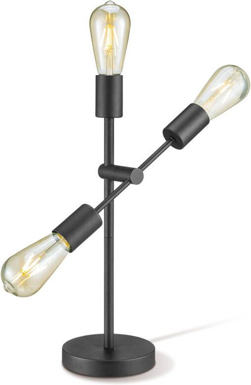 Home Sweet Home Industriële tafellamp Molecular Zwart 30.5 15 57 8cm 3 lichts bedlampje geschikt voor E27 LED lichtbron gemaakt van Metaal