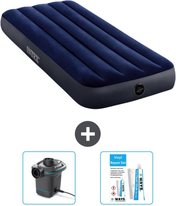 Intex Luchtbed 1-persoons 76 X 191 X 25 Cm Blauw Inclusief Accessoires Cb14