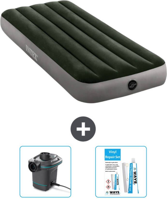 Intex Luchtbed 1-persoons 76 X 191 X 25 Cm Groen Inclusief Accessoires Cb14