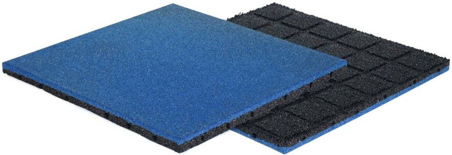 GreenTyre Rubber tegel met pen- en gat verbinding 50 x 50 cm 30 mm dik Blauw