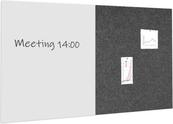 IVOL Whiteboard Prikbord Pakket 100x200 Cm 1 Whiteboard + 1 Akoestisch Paneel Antraciet