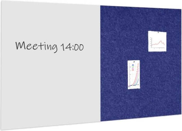 IVOL Whiteboard Prikbord Pakket 100x200 Cm 1 Whiteboard + 1 Akoestisch Paneel Donkerblauw