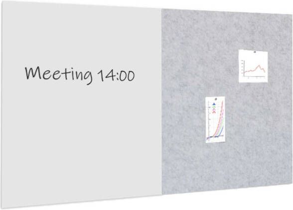 IVOL Whiteboard Prikbord Pakket 100x200 Cm 1 Whiteboard + 1 Akoestisch Paneel Lichtgrijs