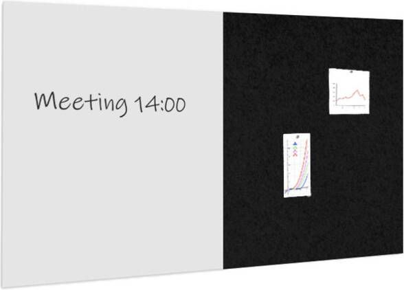 IVOL Whiteboard Prikbord Pakket 100x200 Cm 1 Whiteboard + 1 Akoestisch Paneel Zwart