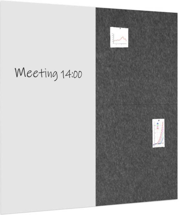 IVOL Whiteboard Prikbord Pakket 200x200 Cm 1 Whiteboard + 2 Akoestische Panelen Antraciet