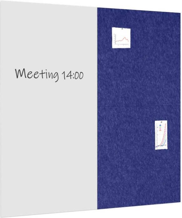 IVOL Whiteboard Prikbord Pakket 200x200 Cm 1 Whiteboard + 2 Akoestische Panelen Donkerblauw