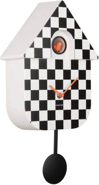 Karlsson Wandklok Modern Cuckoo Checker Zwart