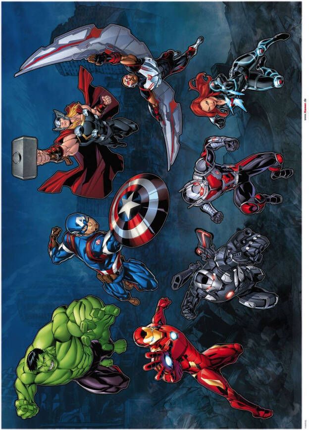 Komar Muursticker The Avengers Rood Groen En Blauw 50 Cm X 70 Cm 612745