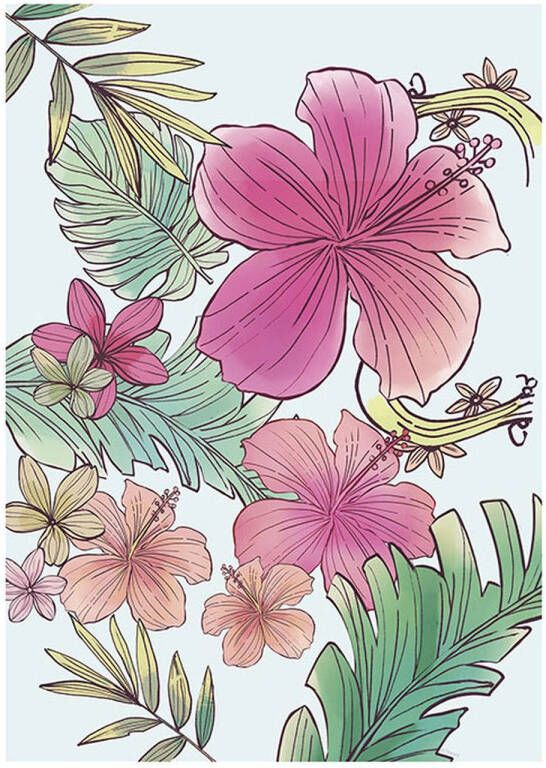 Komar Poster Bloemen Roze En Groen 30 X 40 Cm 610089