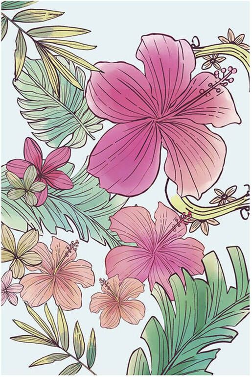 Komar Poster Bloemen Roze En Groen 50 X 70 Cm 610091