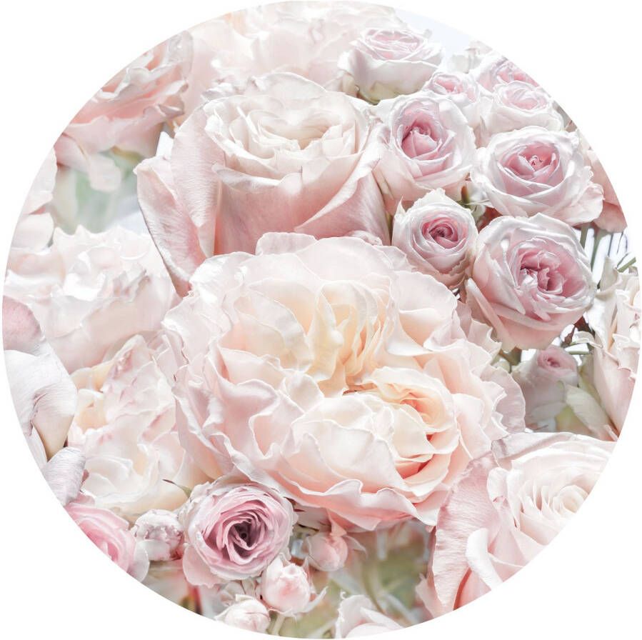 Komar Zelfklevende Behangcirkel Pink And Cream Roses Licht Roze Ø 125 Cm 611158